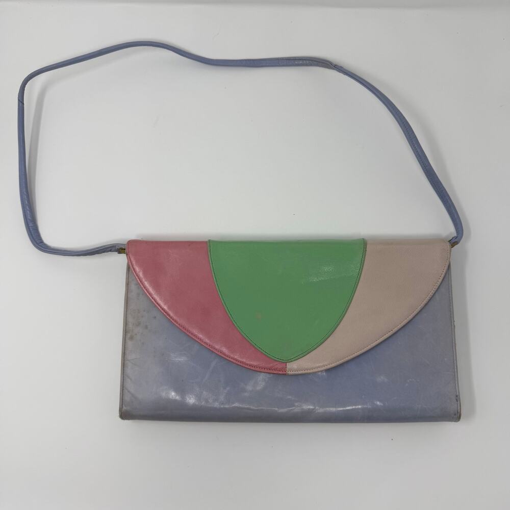 Vintage Colorblock Envelope Clutch Crossbody Purse